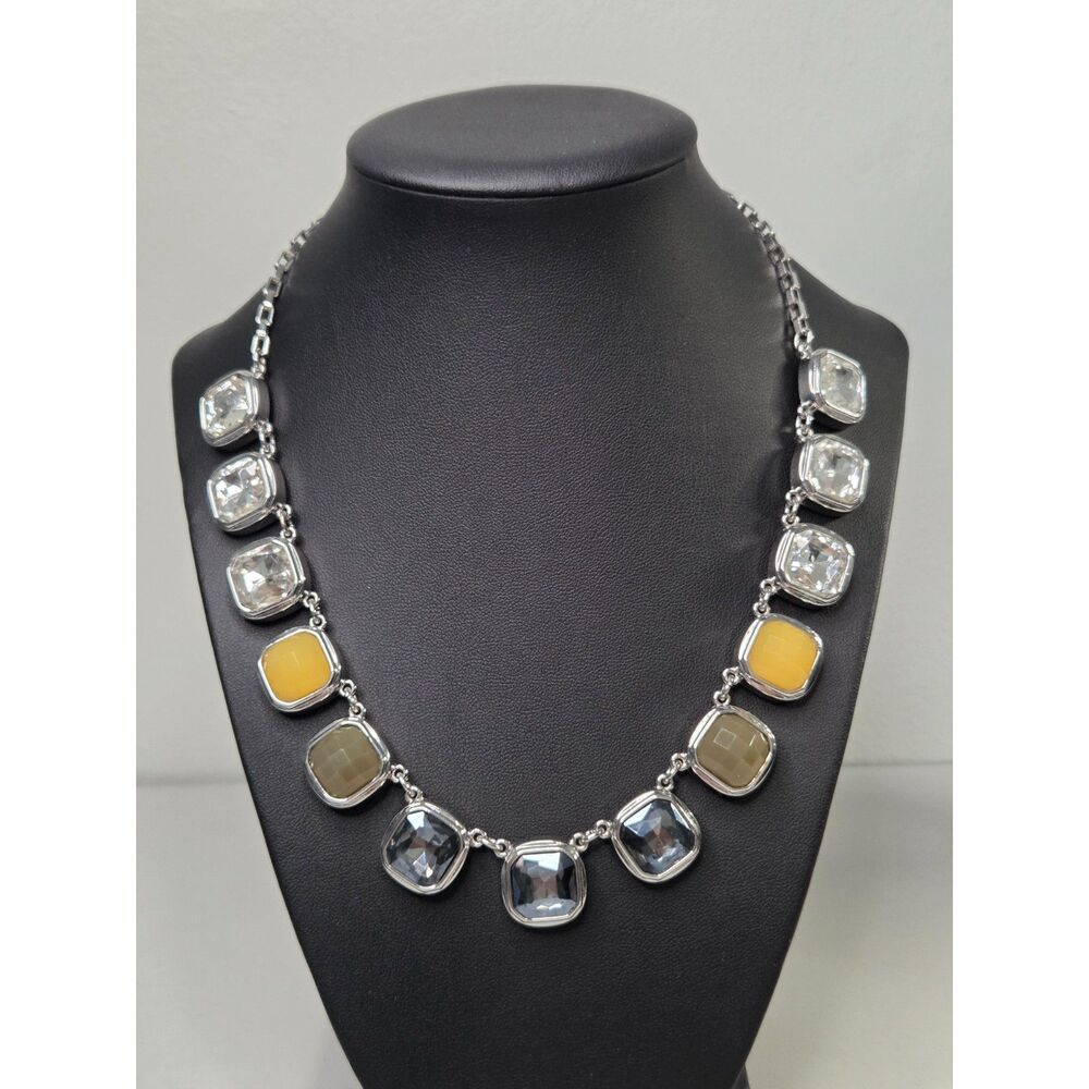 Gradient Faceted Faux Stone Statement Necklace WHBM